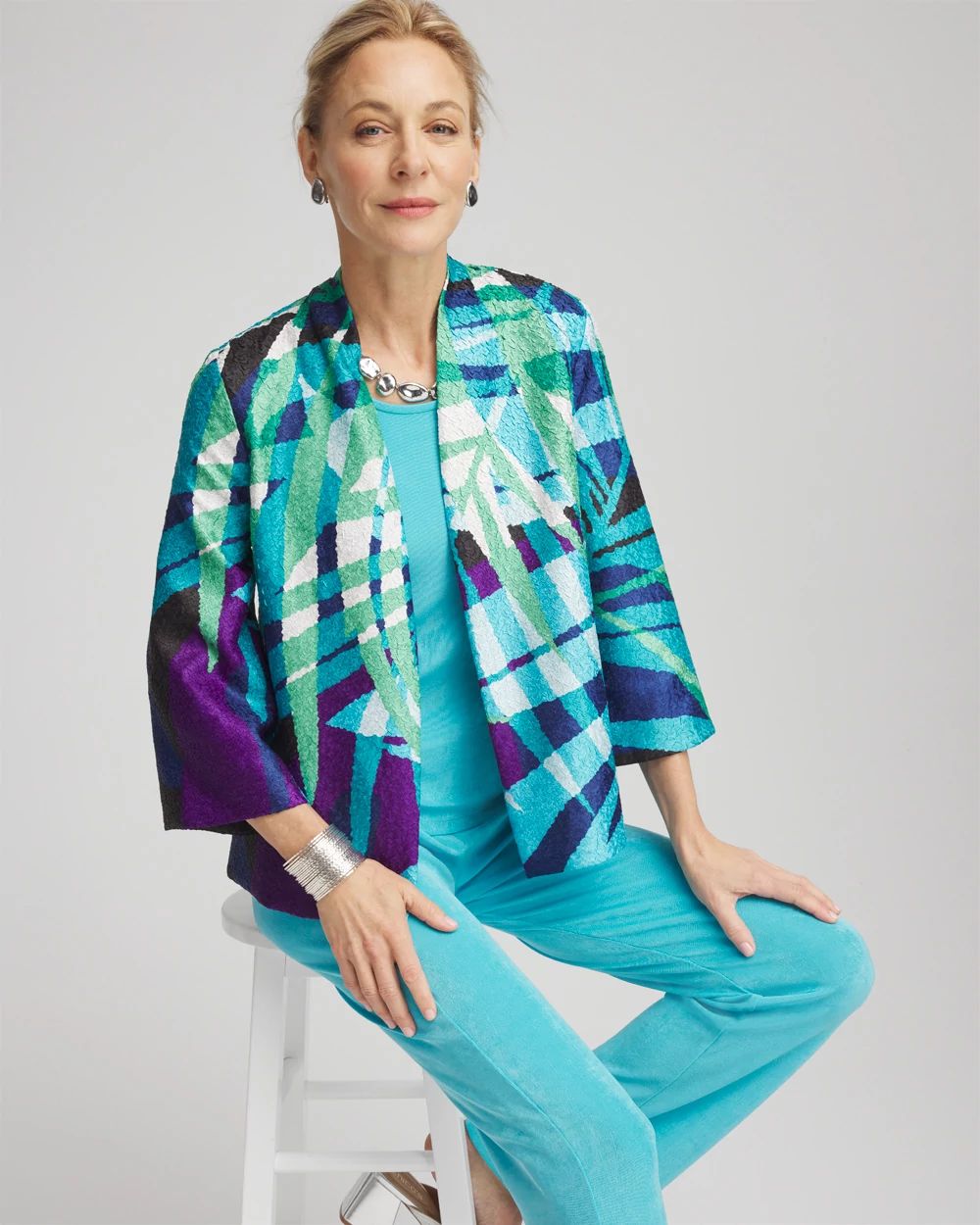 Travelers™ Tropical Nights Reversible Crushed Jacket | Chico's